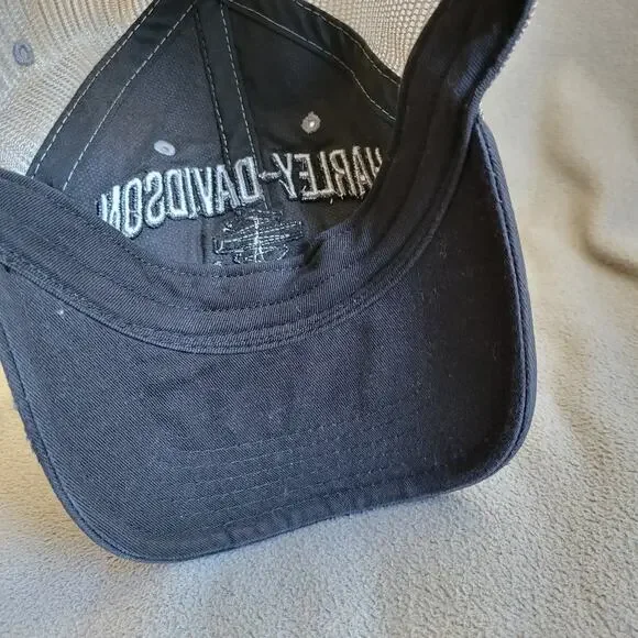 HARLEY DAVIDSON Hat Cap Trucker Gray Adjustable Hook-and-Loop Breathable Logo - Picture 6 of 8